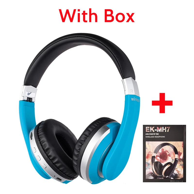 Blue with Box Bluetooth наушники 5,0 Беспроводные наушники с Bluetooth наушники Проводная гарнитура с микрофоном для мобильного телефона для бега - Цвет: Blue with Box