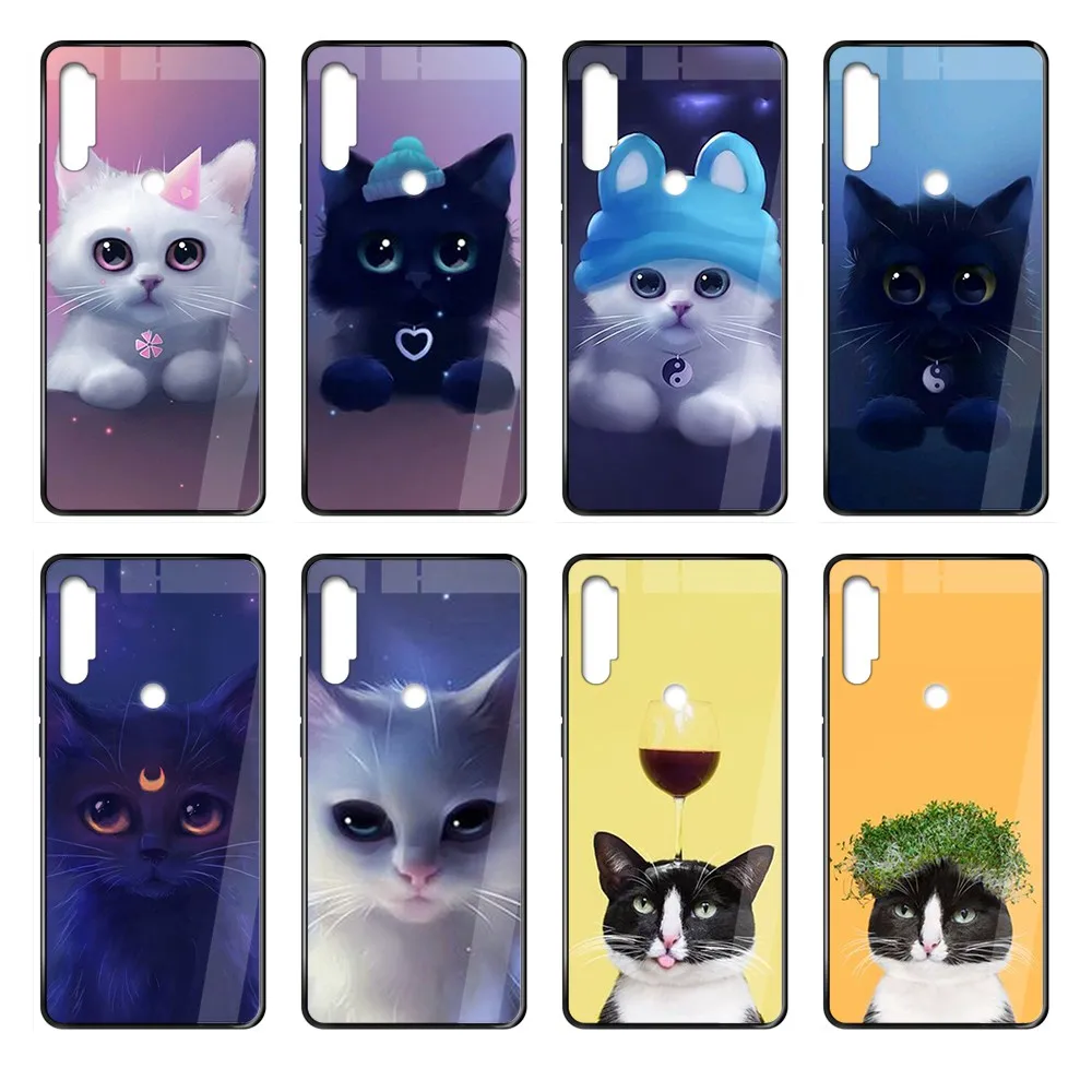 Милый мультяшный чехол cat trend для мобильного телефона черный Xiaomi Redmi Note S2 3 4 5 6 7 8 K20 A