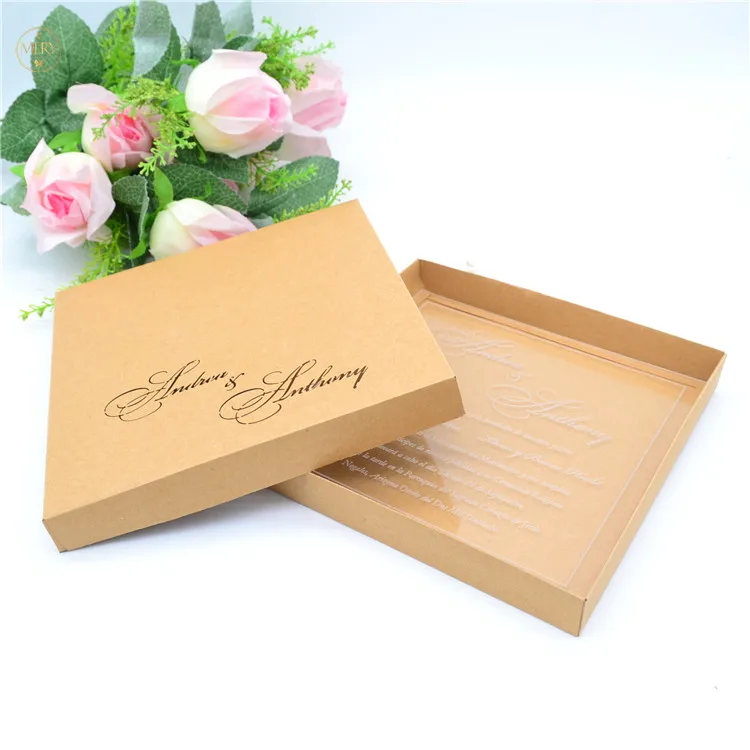 kraft paper 10 шт. перламутровая бумага высокого качества Лазерная резка персонализированные пригласительные коробки - Цвет: kraft paper