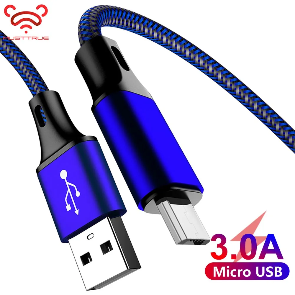 MUSTTRUE USB Micro кабель для зарядки samsung xiaomi телефон MicroUSB Android зарядное устройство Шнур