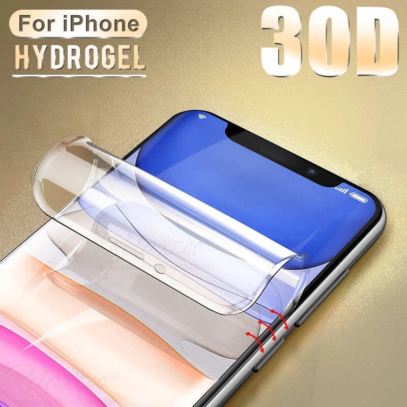 30D Hydrogel Film For iPhone 7 8 6 6s Plus Screen Protector For iPhone X XS XR XS Max 11 Pro Max Soft Protective Film Not Glass