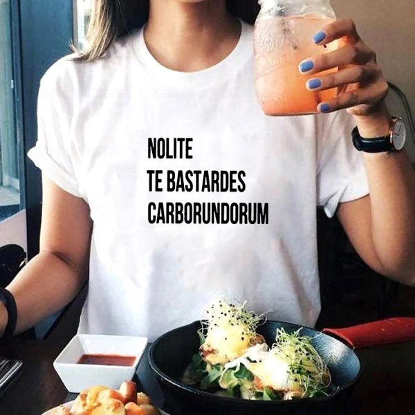 

Забавная женская футболка Nolite Bastardes, свободная женская футболка с коротким рукавом, Хлопковая женская черная футболка, женская футболка