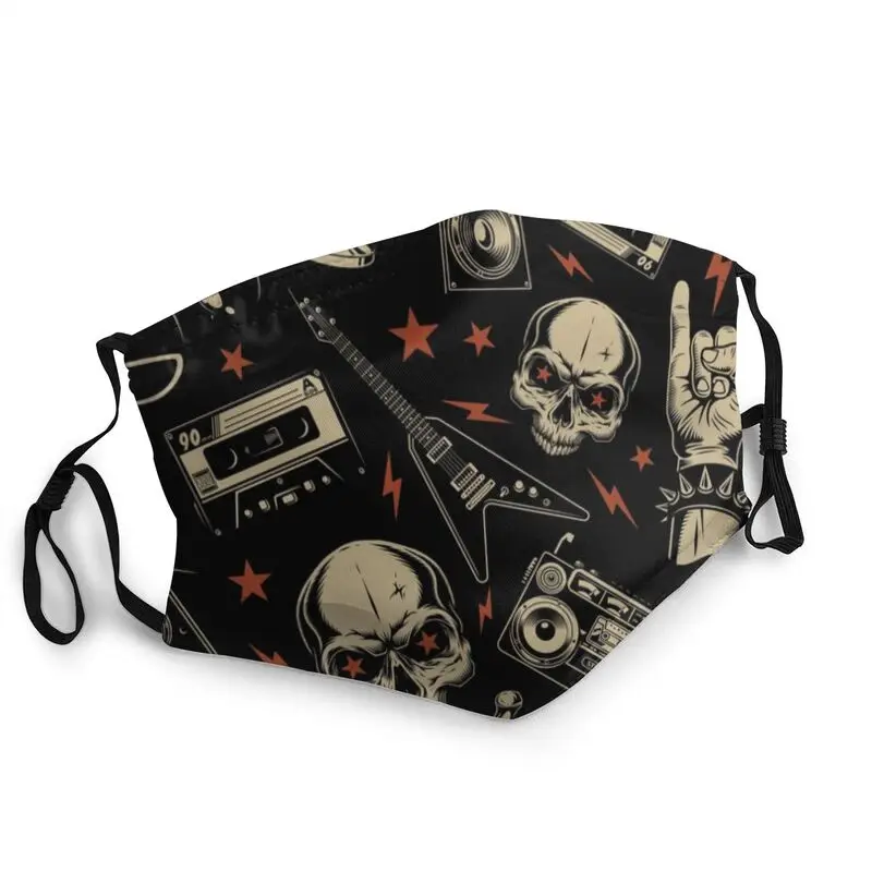 

Маска для лица в стиле ретро, пылезащитный респиратор в стиле унисекс, для взрослых, рок-ролл, музыка, против смога, пылезащитный чехол, маска...