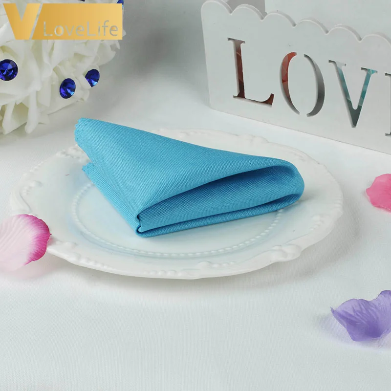 Light blue 10 шт. 30x30 см полиэстер салфетки для стола много цветов Ресторан Ужин Декор свадебного банкета принадлежности и вечерние украшения - Цвет: Light blue