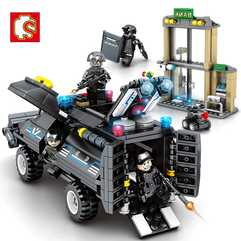 Legoing City Police SWAT Station строительные блоки Военная бронированная Боевая командная