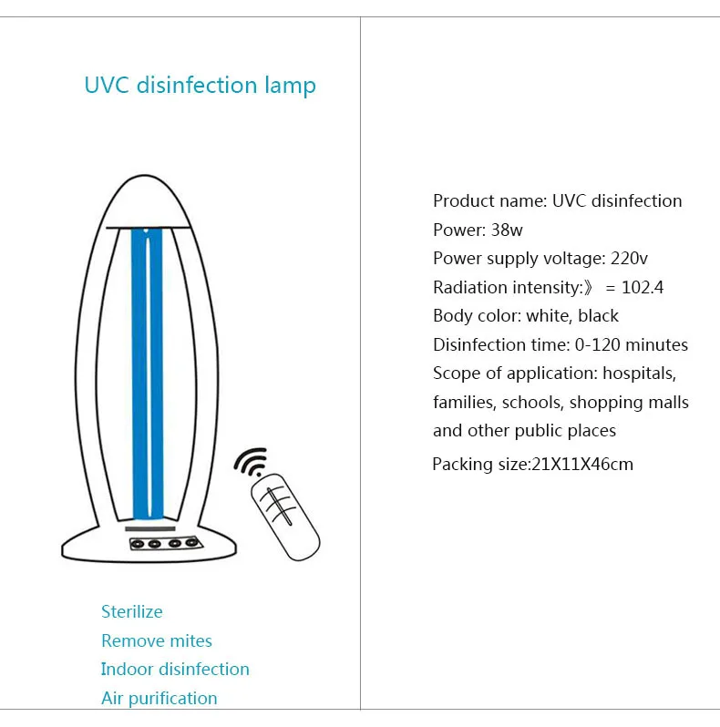LukLoy 38W 110V 220V Ultraviolet UVC Sterilizer Light Germicidal Tube Disinfection Home Lamp Office Ozone Kill Coronary Mite | Освещение