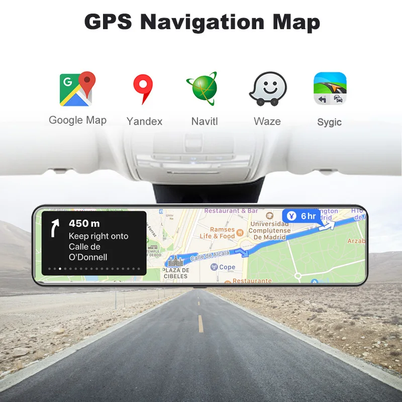 Зеркало-видеорегистратор 12 '' 4G Wi-Fi Android 8 1 GPS Bluetooth | Автомобили и мотоциклы