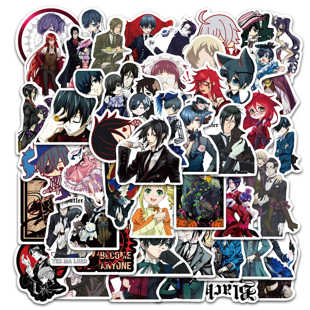 

10/30/50PCS Anime Neiman Cartoon Kuroshitsuji Graffiti Suitcase Guitar Skateboard Notebook Waterproof Sticker Wholesale