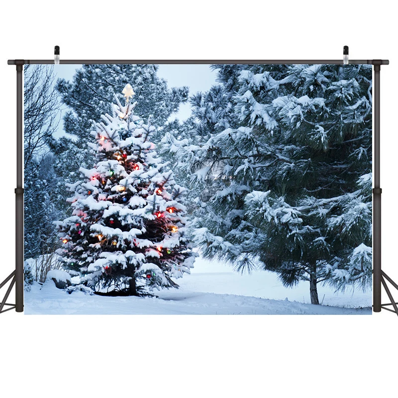 

Nitree Photography Background Photo Studio Backdrop Heavy Snow Snowflake Christmas Tree Xmas Pine Party Banner Decoration