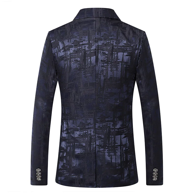 Модный принт мужской пиджак Осень Новый Slim Fit Повседневная костюм высокого