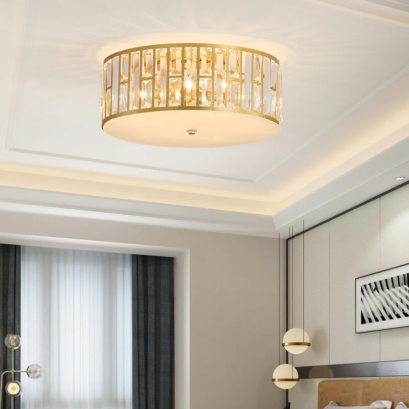 Светодиодные потолочные светильники для гостиной спальни с кристаллами золотые