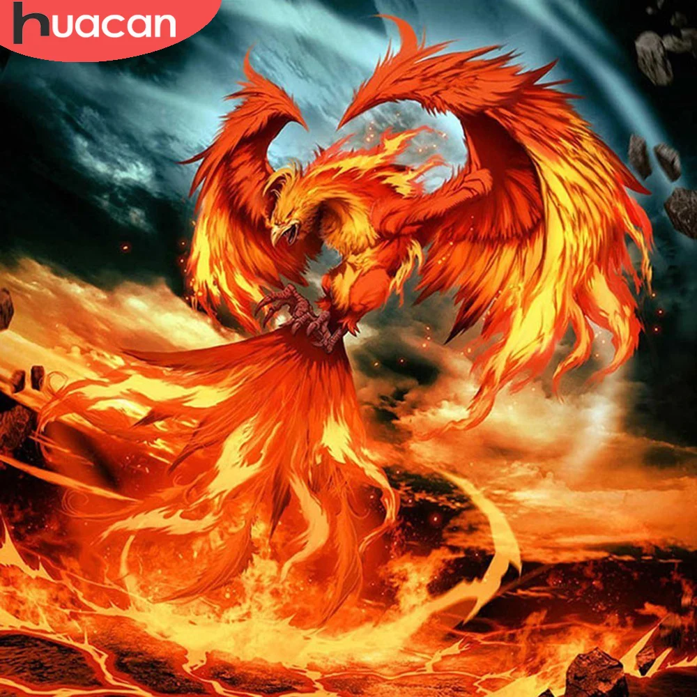 

huacan вышивки животных 5D DIY живописи феникс полной площади / раунда дрель мозаика пяльцев украшение дома алмазная вышивка наклейки