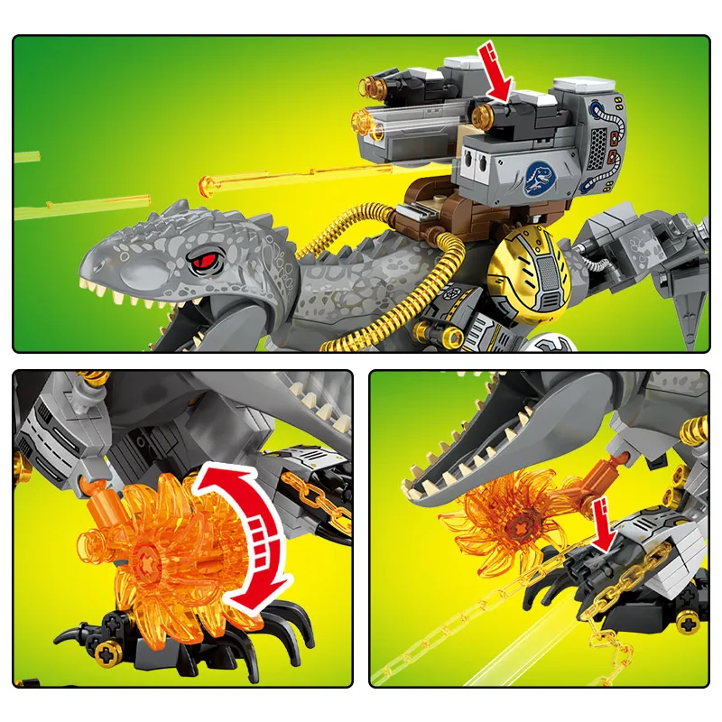 

560pcs Jurass Dinosaur World Tyrannosaurus Rex Building Blocks Weapon Battle Figure Bricks Educational Toys For Children Gifts