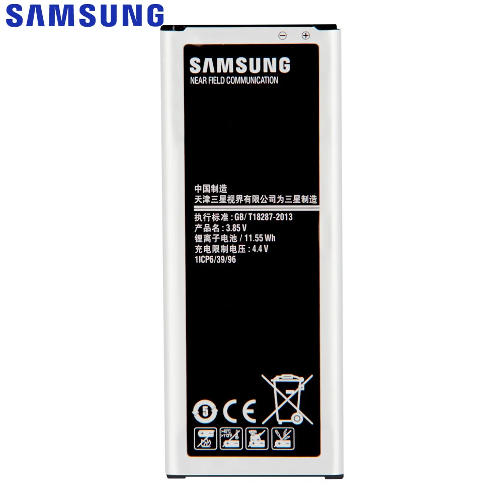 Оригинальная Аккумуляторная батарея SAMSUNG для Samsung GALAXY NOTE 4 N9106W N9100 N9108V N9109V Φ с NFC 3000