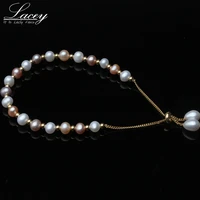 fashion 925 siver freshwater pearl bracelet for women multi real round pearl charm bracelet wedding gift
