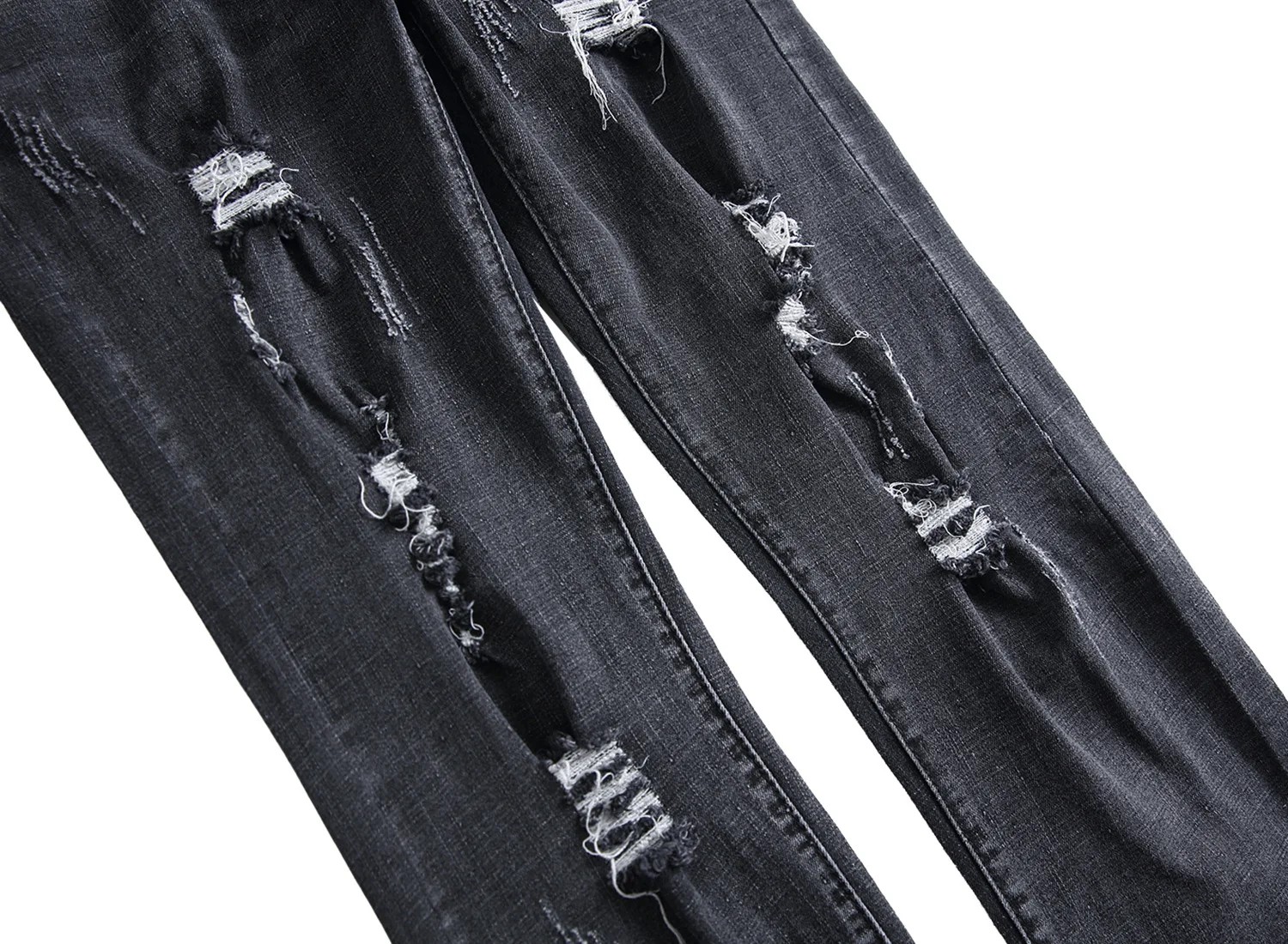 2019 Spring Men Moto Biker Jeans New Fashion Style Straight Slim Fit Man Denim Pants Distressed Black Jeans Male