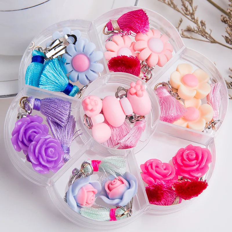 Детские серьги с мультяшным кристаллом для девочек без сережек подвески клипсы