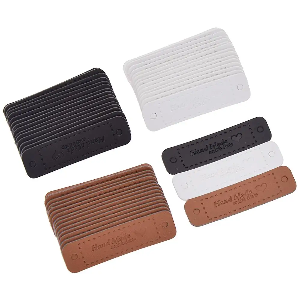 

48pcs/lot handmade clothing leather labels for gift bag luggage hand made with love tags leather label sewing tags for hand work