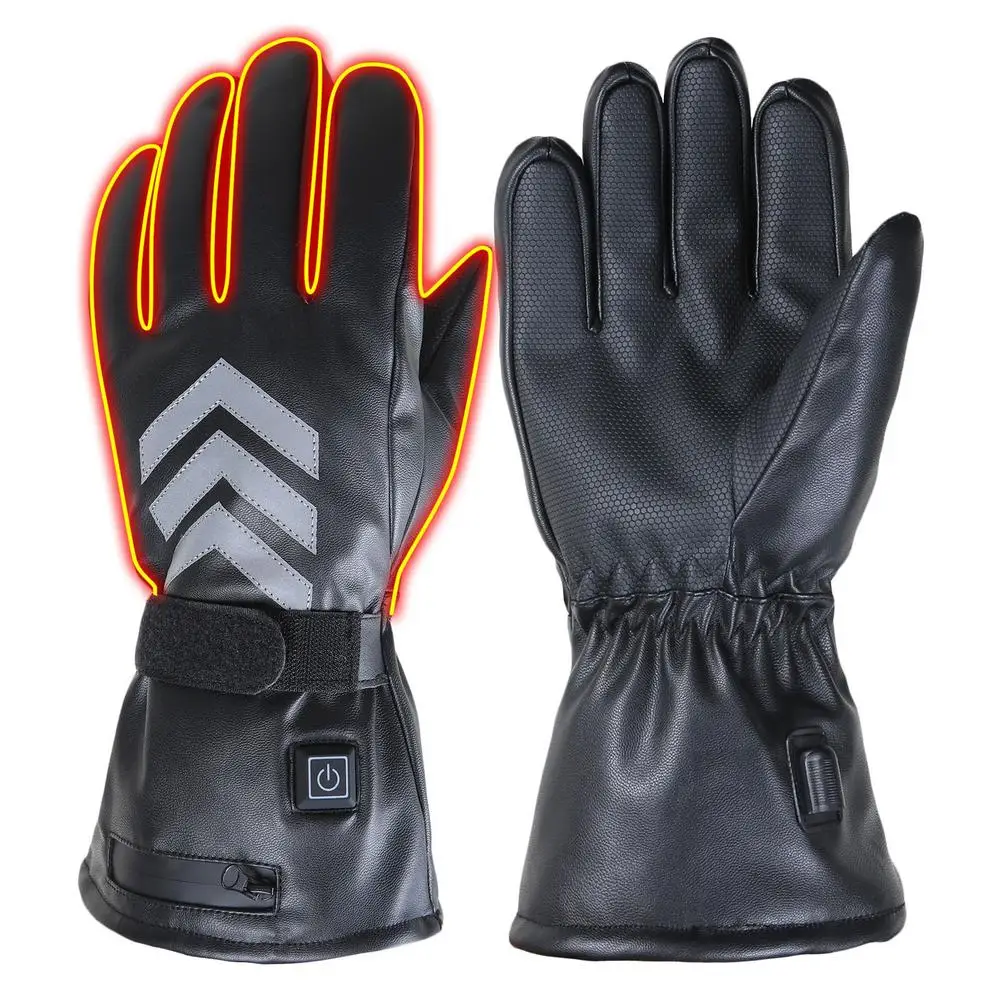 

Winter Electric Heated Gloves 2600 MAh 7.4V Touch Screen Gloves PU Leather Double-sided Heating Hand Warmer With 3 Temp Settings