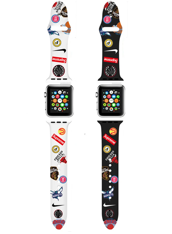 Баскетбольный силиконовый спортивный ремешок NBA для Apple Watch band 44 мм 42 мм iWatch 4 band 40 мм 38 мм Pulseira Fit correa Apple Watch 5 3