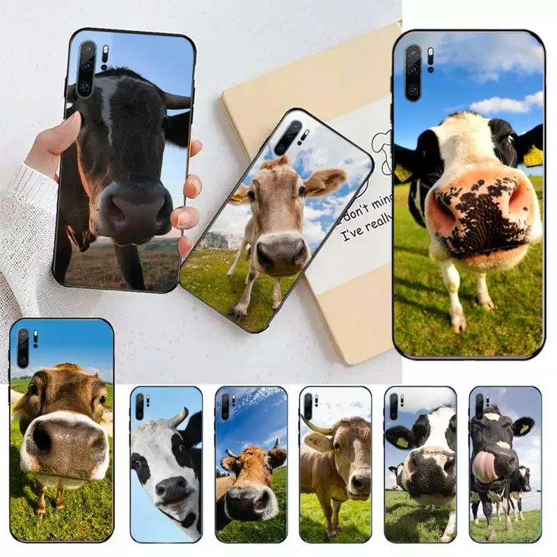 

Milk cow cute animal Phone Case For Huawei honor Mate 10 20 30 40 i 9 8 pro x Lite P smart 2019 Y5 2018 nova 5t