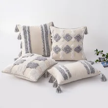 Free Shipping 45*45/30*50cm Morocco Boho Tufted Nordic Style Waist Pillow Case Long Cotton Decoration Cushion Cover No Core G