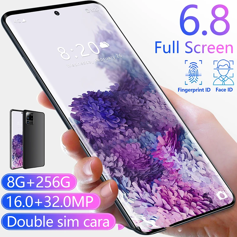 2020 Newest 6.8 inch 4K Display Galay S20 Camera MTK6889 CPU 8GB RAM 256GB ROM Octa Core 4 smart phone Free Ship | Мобильные