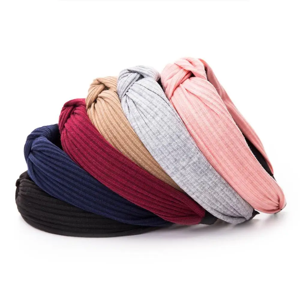 

Hot Women Summer Autumn Headband Vintage Cross Knot Elastic Hair Bands Soft Solid Girls Hairband Hair Accessories Korean Fashion