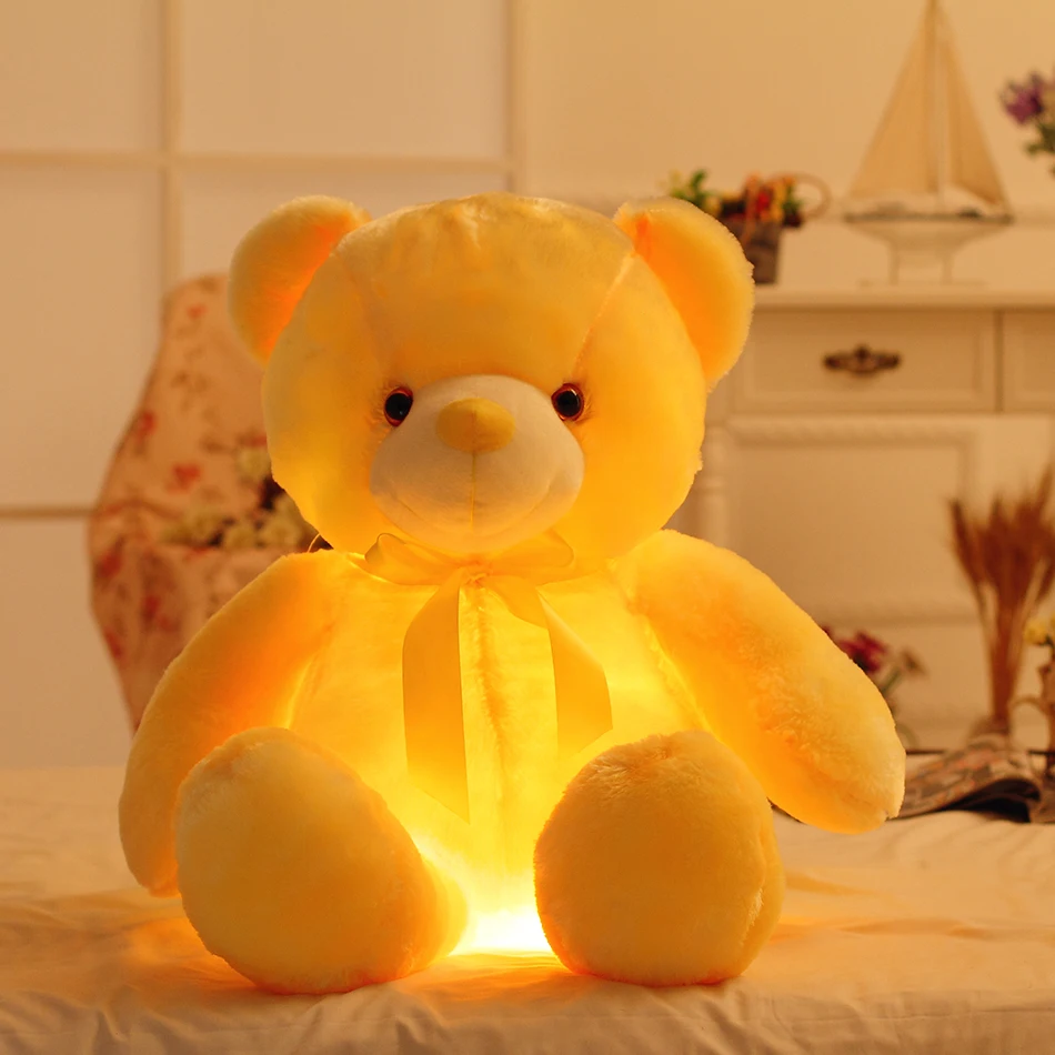 

50cm Creative Light Up LED Teddy Bear Stuffed Animals Plush Toy Colorful Glowing Bear Doll Pillow Christmas Gift Toys for Kids