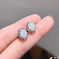 fine jewelry 925 sterling silver inset with natural gems womens luxury fashion flower white opal earrings ear stud support dete