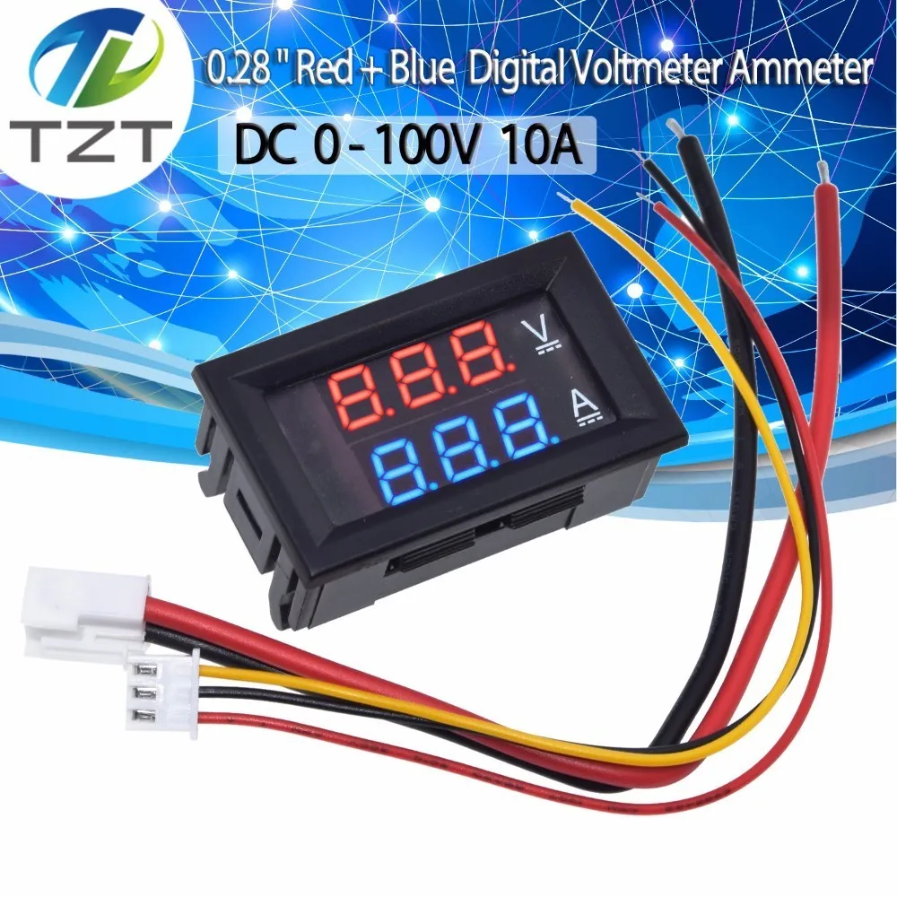 DC 0 100V 10A цифровой вольтметр Амперметр Двойной Дисплей Напряжение детектор панель