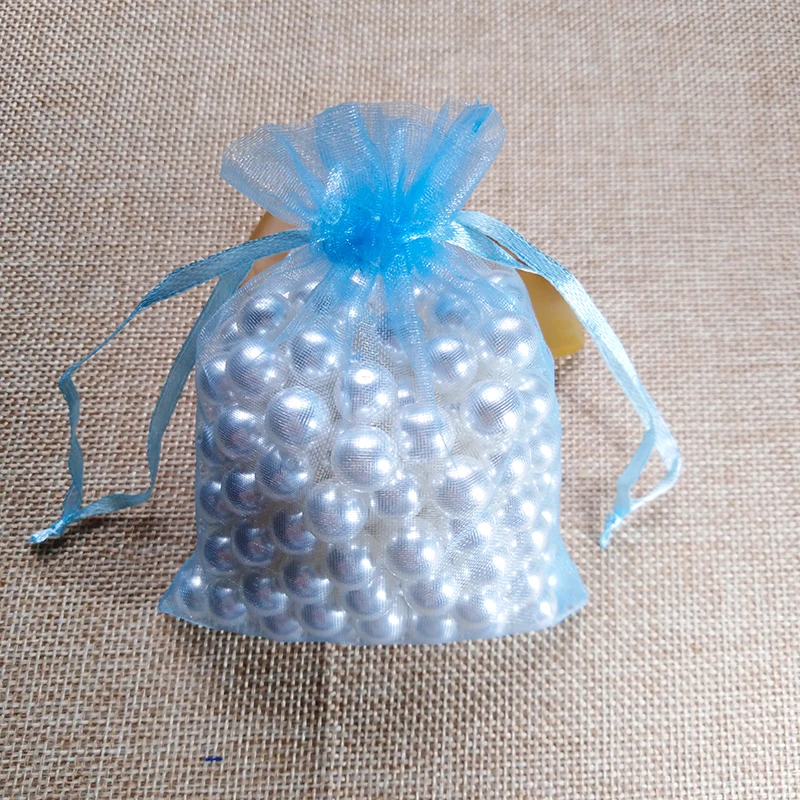 Sky blue 100 шт. Подарочный пакет для ювелирных изделий 7x9 9x12 10x15 13x18 см Упаковка из органзы для украшений сумки для свадебной вечеринки Рождественский подарок упаковка сумки - Цвет: Sky blue