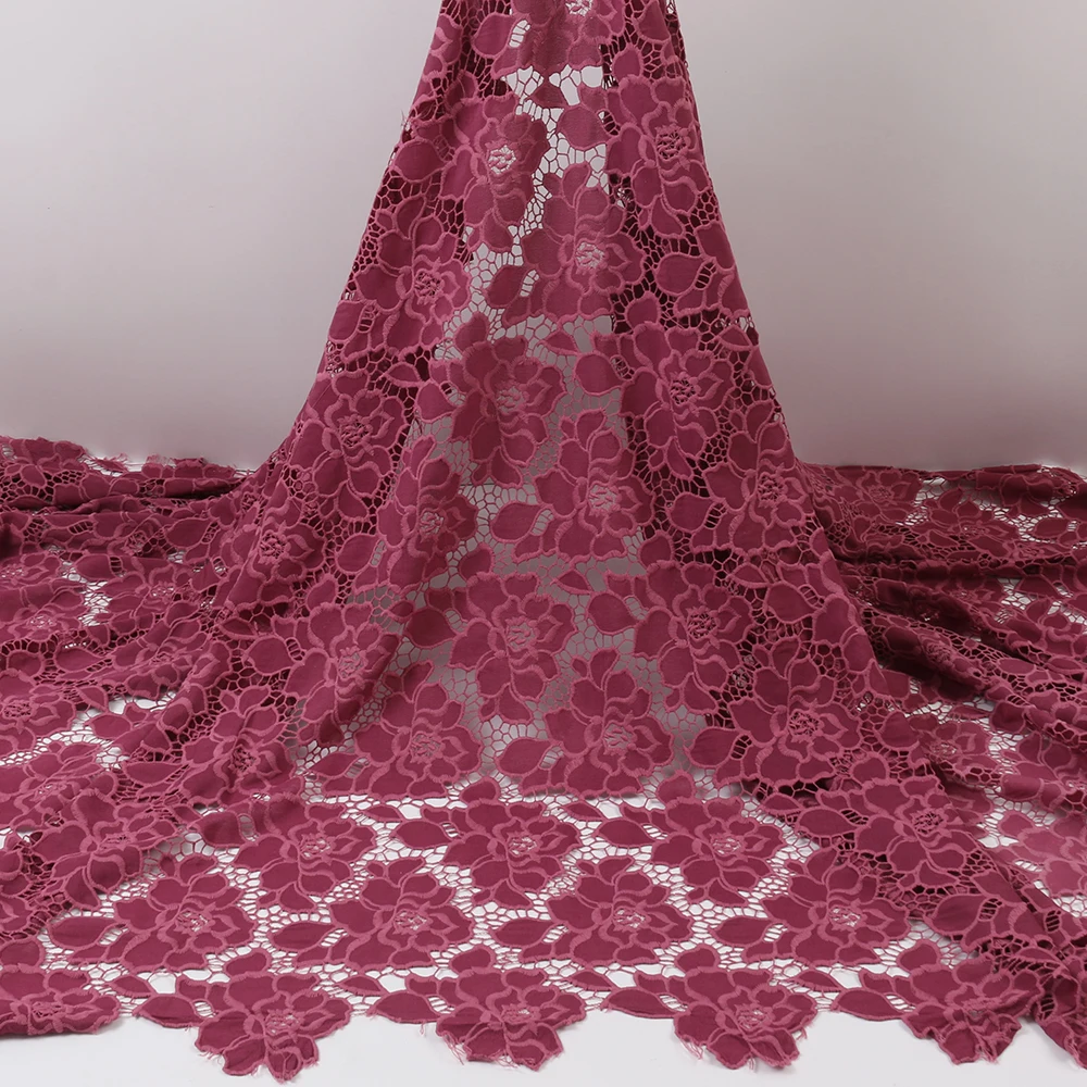 

PGC African Chiffon Lace Fabric 2021 High Quality Water Soluble Guipure Cord Lace Fabric For Wedding Party Sewing YA4023B-3