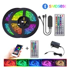 Bluetooth APP музыкальная Светодиодная лента 510 м 5050 RGB гибкая лента 12 В меняющая цвет водонепроницаемая Диодная лента для украшения дома