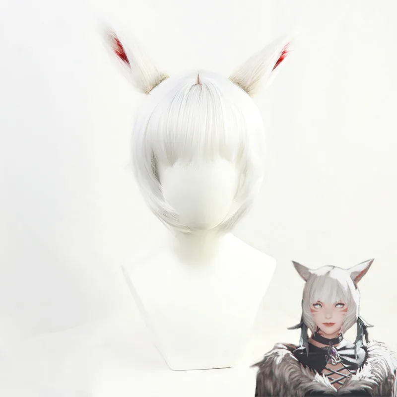 Final Fantasy FF XIV 14 Y'shtola Ya Shutora Ruru белые короткие Косплэй синтетический термостойкий