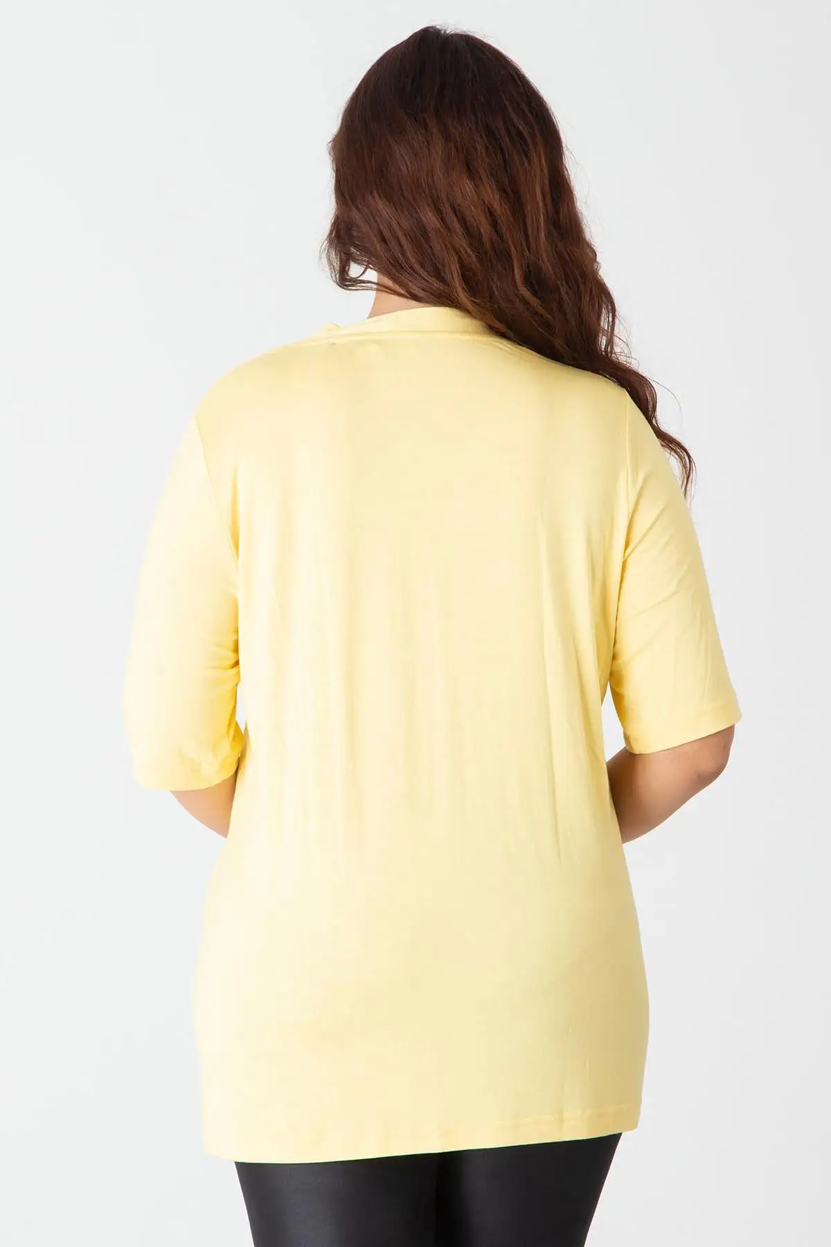 Sans Textile женская желтая блузка из вискозы с v-образным вырезом и каменным принтом