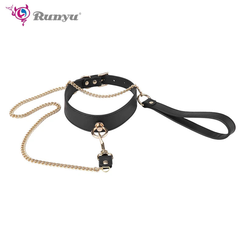 Кожаный ошейник и свинцовая цепь бутика для бондажа игра взрослых БДСМ ошейники