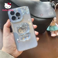 hello kitty epoxy bow cute phone case for iphone13 13pro 13promax 12 12pro max 11 pro x xs max xr 7 8 plus cover