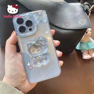 Hello Kitty Epoxy Bow Cute Phone Case for iPhone13 13Pro 13Promax 12 12Pro Max 11 Pro X XS MAX XR 7 8 Plus Cover