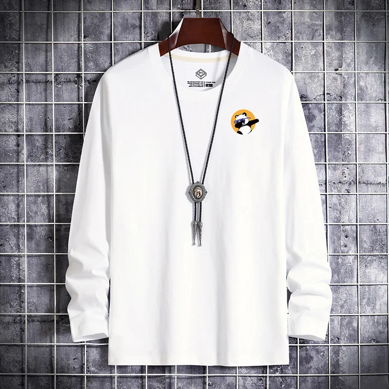 Футболка мужская с длинным рукавом модный Приталенный топ рисунком аниме панды