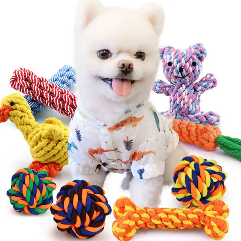 

New Pet Dog Toys Cotton Rope Games Bite Chew Toy Molar Bite Venting Toy For for Small to Medium Puppy Dog Cute Biting Rope