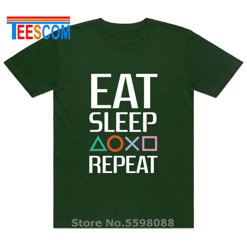 Футболка Eat Sleep Playstation Repeat лучший хип хоп Топ Crazy Summer PS game футболка для мужчин
