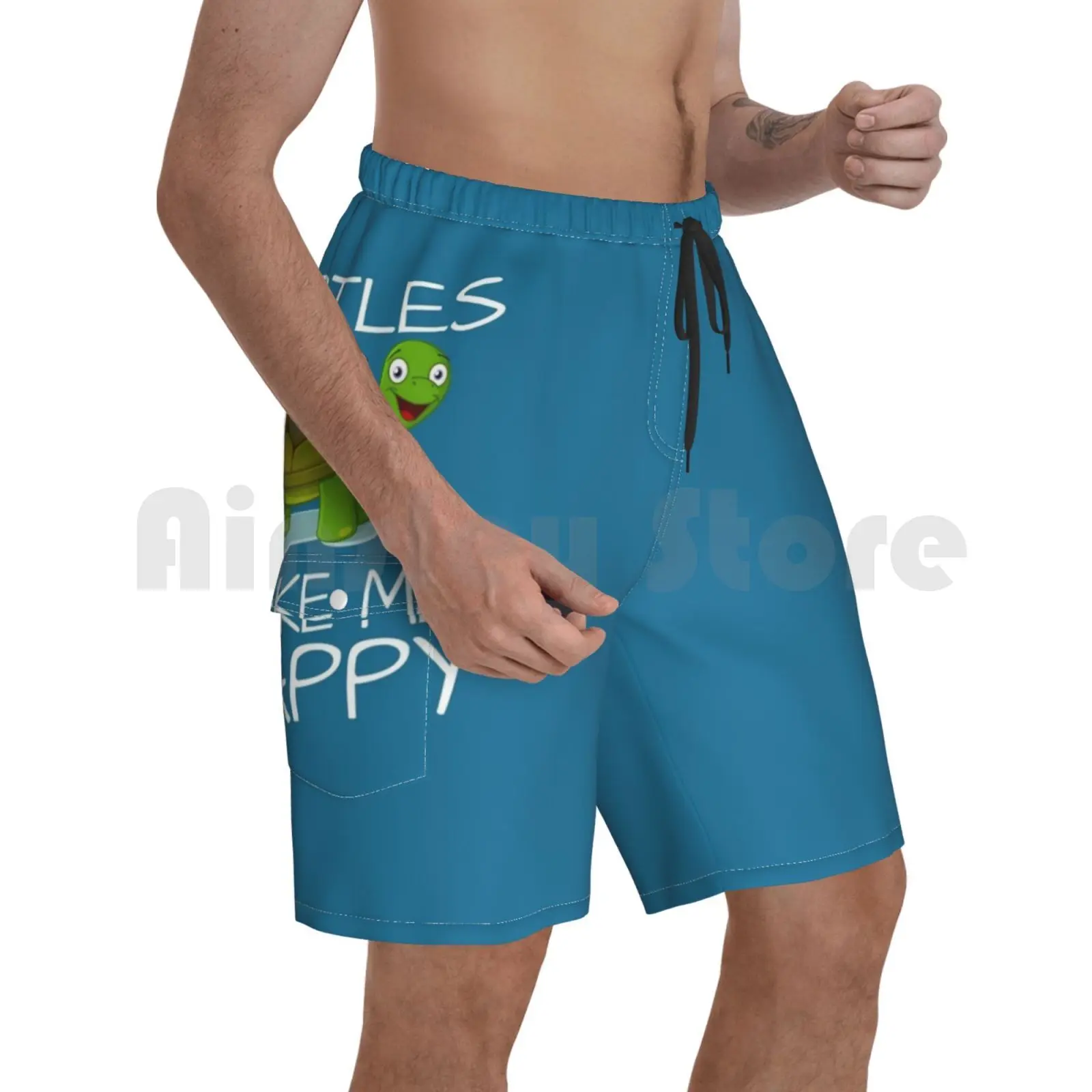 

Turtles Make Me Happy Beach Shorts Men Beach Pants Swimwear Turtles Funny Loveable Ones Loved Ones Care Memorable