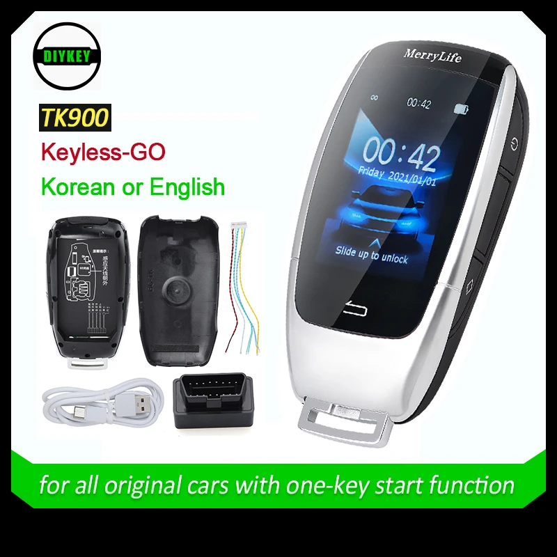 

Ключ дистанционного управления DIYKEY 2021 TK900, черный модифицированный смарт-ключ без ключа с ЖК-экраном для Mercedes-Benz S Class 500L S450L BMW Audi Toyota