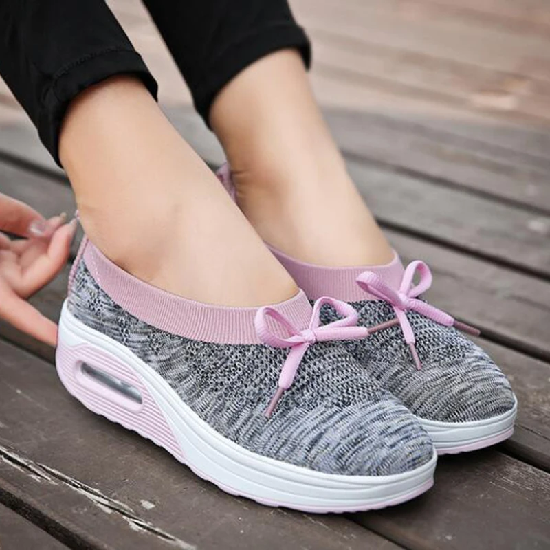 

New Women Mesh Flat With Casual Walking Shallow mouth Sneakers Loafers Soft Shoes Fashion Round Toe Flat with Women Shoes