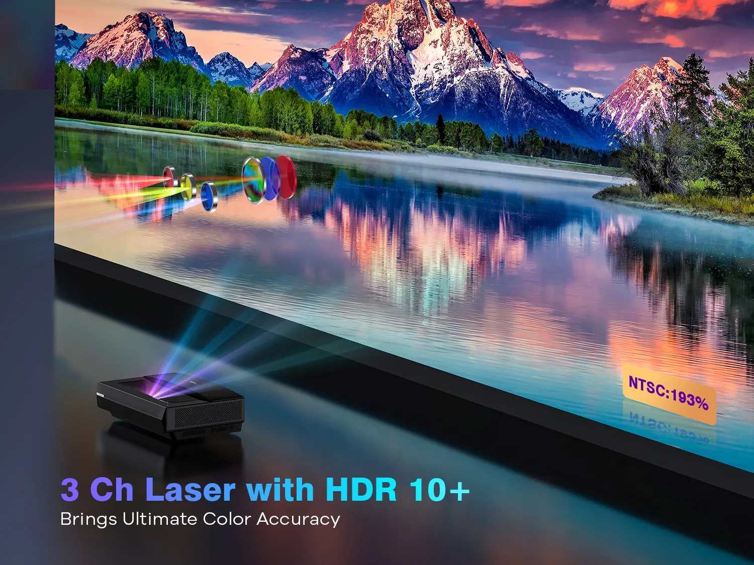 BOMAKER Tri-Color Laser Projector 4K 2500 ANSI Lumens Ultra Short Throw with HDR10 MEMC 3+32GB Home Theater TV |