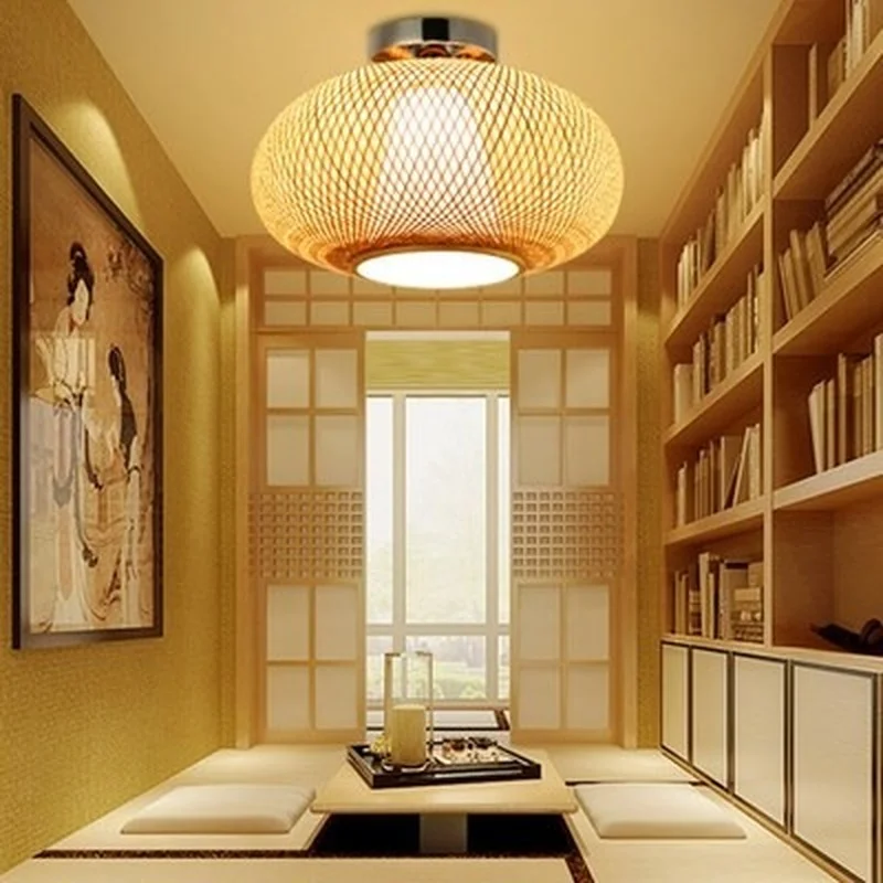 Бамбуковый Плетеный ротанговый абажур потолочный светильник с утапливаемым