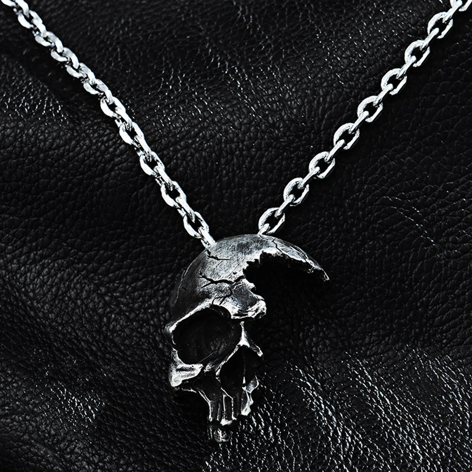 Классическое мужское ожерелье с подвеской в виде половины черепа хип хоп рок