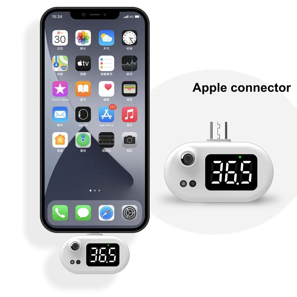 

Mini USB Thermometer Mobile Phone Digital Thermometer With LED Display Non-contact Infrared Temperature Sensor Type-C Hygrometer