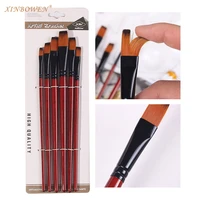 6 pcsset nylon hair oil paint brush round filbert angel flat acrylic learning diy watercolor pen for artists painters beginners